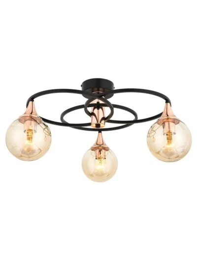 AVONNI AR-1661-3BSY Siyah Boyalı Modern Avize E27 Metal Cam 60cm