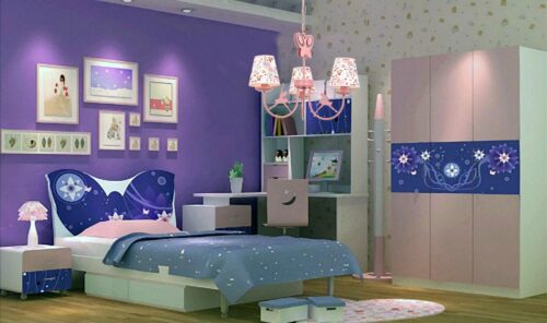 AVONNI AV-1416-BALLERINA Pembe Boyalı Modern Avize E14 Metal Kumaş 52cm - Görsel 2