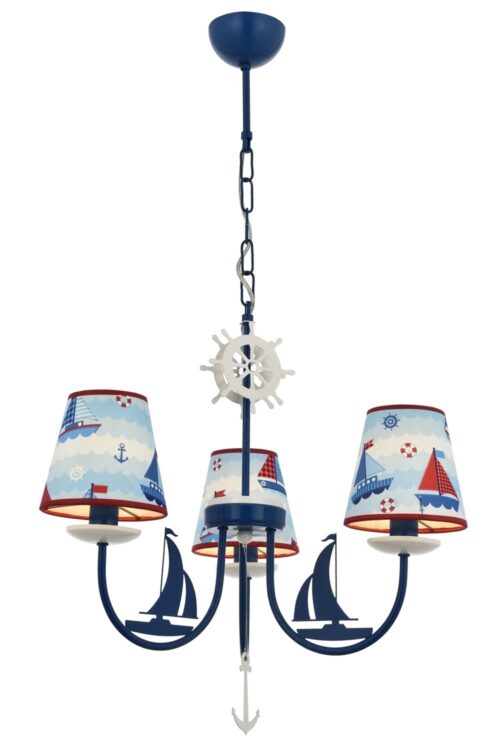 AVONNI AV-1416-BOAT Mavi Boyalı Modern Avize E14 Metal Kumaş 52cm