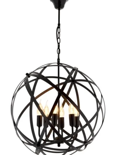 AVONNI AV-4183-6BSY Siyah Boyalı Modern Avize E14 Metal 50cm