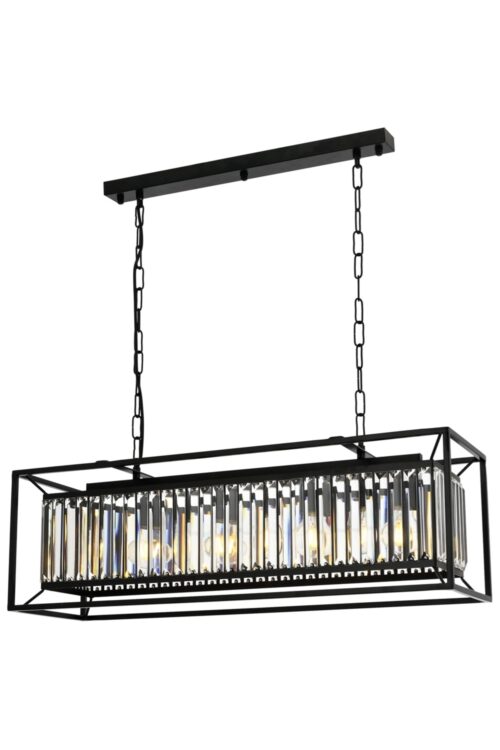 AVONNI AV-60029-4Y-BSY Siyah Boyalı Modern Avize E27 Metal Kristal 80x22cm