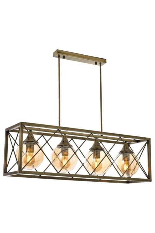 AVONNI AV-60127-4EY Eskitme Kaplama Modern Avize E27 Metal Cam 80x25cm - Görsel 7