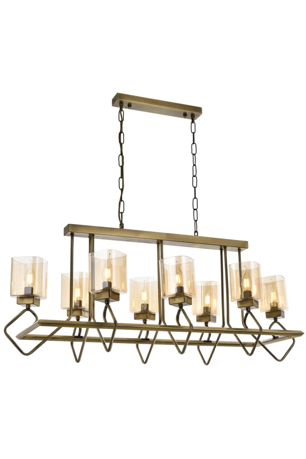 AVONNI AV-60135-8E-YM Eskitme Kaplama Modern Avize E14 Metal Cam 105x40cm - Görsel 1