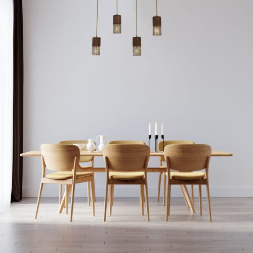 AVONNI AV-60265-4EY Eskitme Kaplama Modern Avize E27 Metal Ahşap 80x9cm - Görsel 4