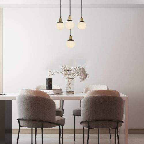 AVONNI AV-60273-4BSY Siyah Boyalı Modern Avize E27 Metal Cam 54cm - Görsel 2