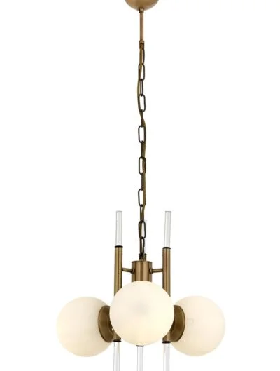 AVONNI AV-60385-3E Eskitme Kaplama Modern Avize E27 Metal Cam Kristal 50cm