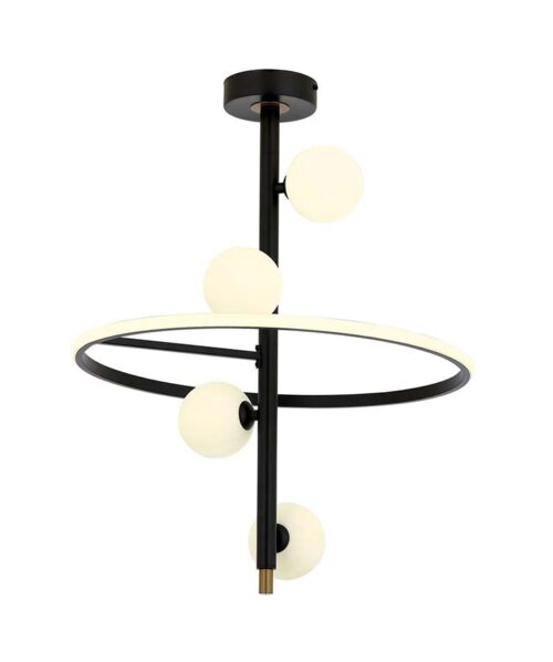 AVONNI AV-60388-5BSY Siyah Boyalı Modern Avize G9 Metal Cam 50cm