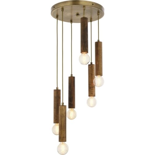 AVONNI AV-1651-6ET Eskitme Kaplama Modern Avize E27 Ahşap 40cm - Görsel 5