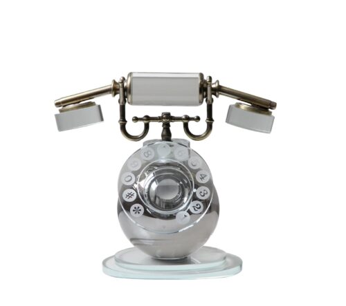 Lumienza Cam Telefon Obje | Retro Vintage Tasarım | Kristal Cam Dekor | Ev, Ofis, Otel Dekorasyonu | Şık Masa Üstü Aksesuar GLR-FSB012