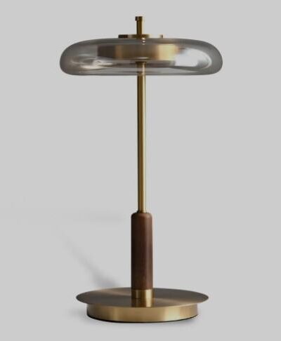 Lumienza Füme Camlı Masa Lambası – Eskitme Metal Gövde, Ahşap Metal Detaylı Modern Tasarım