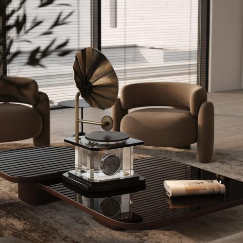 Lumienza Vintage Tarz Kristal Gramofon - Dekoratif Ev Süsü, Modern Retro Tasarım GLR-FSB011 - Görsel 3